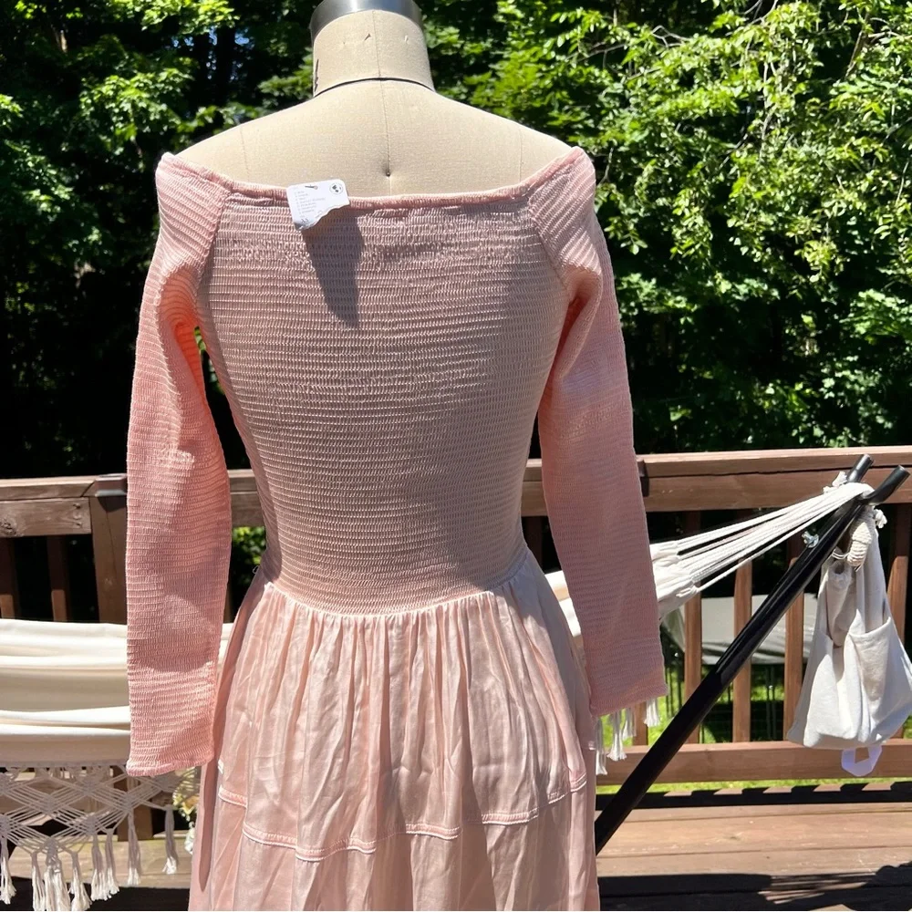 Free People Soft Pink Summer Satin Lucky Love Midi Dress Size X-Small